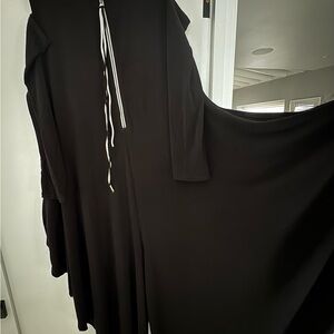 Elegant Black Jumper with Striped Zipper Detail